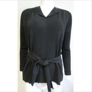 PAULE KA black knit tie belt top sz M